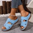 thumbnail image 3 of Gladiator Sandals for Women Summer Beach Vacation Walking Fisherman Slides Boho Hollow out Slip on Orthopedic Shoes Sky Blue Size 8.5, 3 of 7