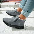 thumbnail image 2 of Womens Snow Boots Casual Furry Lined Slip on Booties Platform Loafers Antislip Winter Outdoor Walking Shoes Gray Size 7, 2 of 7