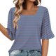 thumbnail image 1 of Blusas de Manga Corta para las Mujeres, Moda Verano Impreso, Blusas de Cuello Redondo, Chaqueta de Manga Corta para las Mujeres, 1 of 8