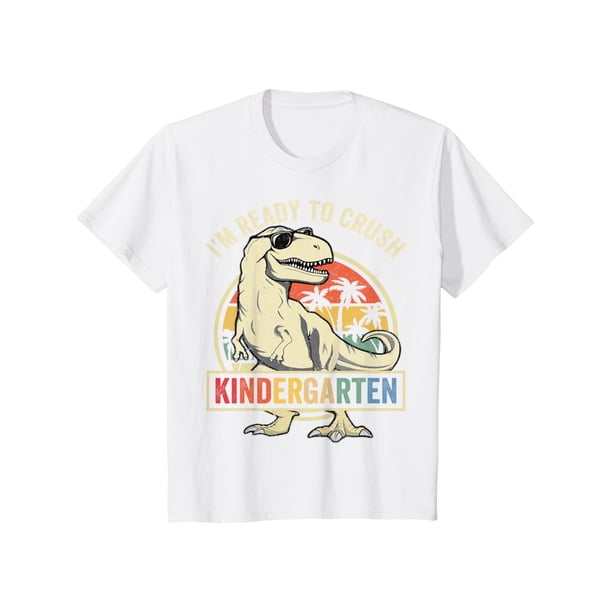 Camiseta de dinosaurio para niños y niñas "Estoy listo para aplastar el jardín de infantes" para el regreso a clases.