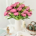 thumbnail image 4 of RuiJiao Silk Small Tea Rose Artificial Flowers Bouquets for Decorations, Faux Floral Arrangements Table Centerpieces, Realistic Fake Peony Roses Bouquet for Home Indoor Vase, 4 of 6