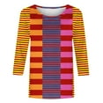 thumbnail image 6 of Otntypg Womens T-Shirts Dressy Casual 3/4 Sleeve Striped Color Block Print Summer Crew Neck Oversized Basic Tunic Tees Loose Lightweight Comfy Pullover Tops Hot Pink XXL, 6 of 6