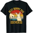thumbnail image 1 of Best Bunny Dad Ever Vintage Rabbit Father Day Animal Lover Unisex T-Shirt Z399, S-5XL, 1 of 4