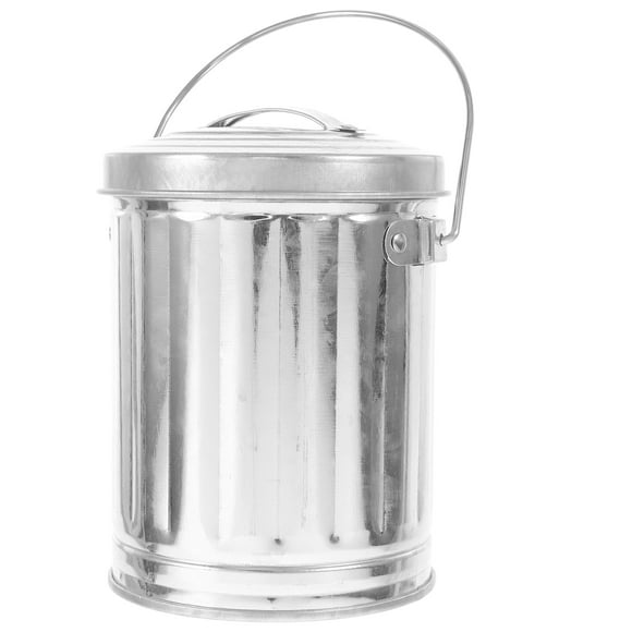 Shisuyan Mini Desktop Trash Can With Lid Metal Rubbish Bin Tabletop Cigarette Ash Garbage Can