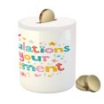 thumbnail image 3 of Engagement Party Piggy Bank, Congratulations Theme Hearts Spots Floral Detail Art Print, Ceramic Coin Bank Money Box for Cash Saving, 3.6" X 3.2", Multicolor, by Ambesonne, 3 of 4