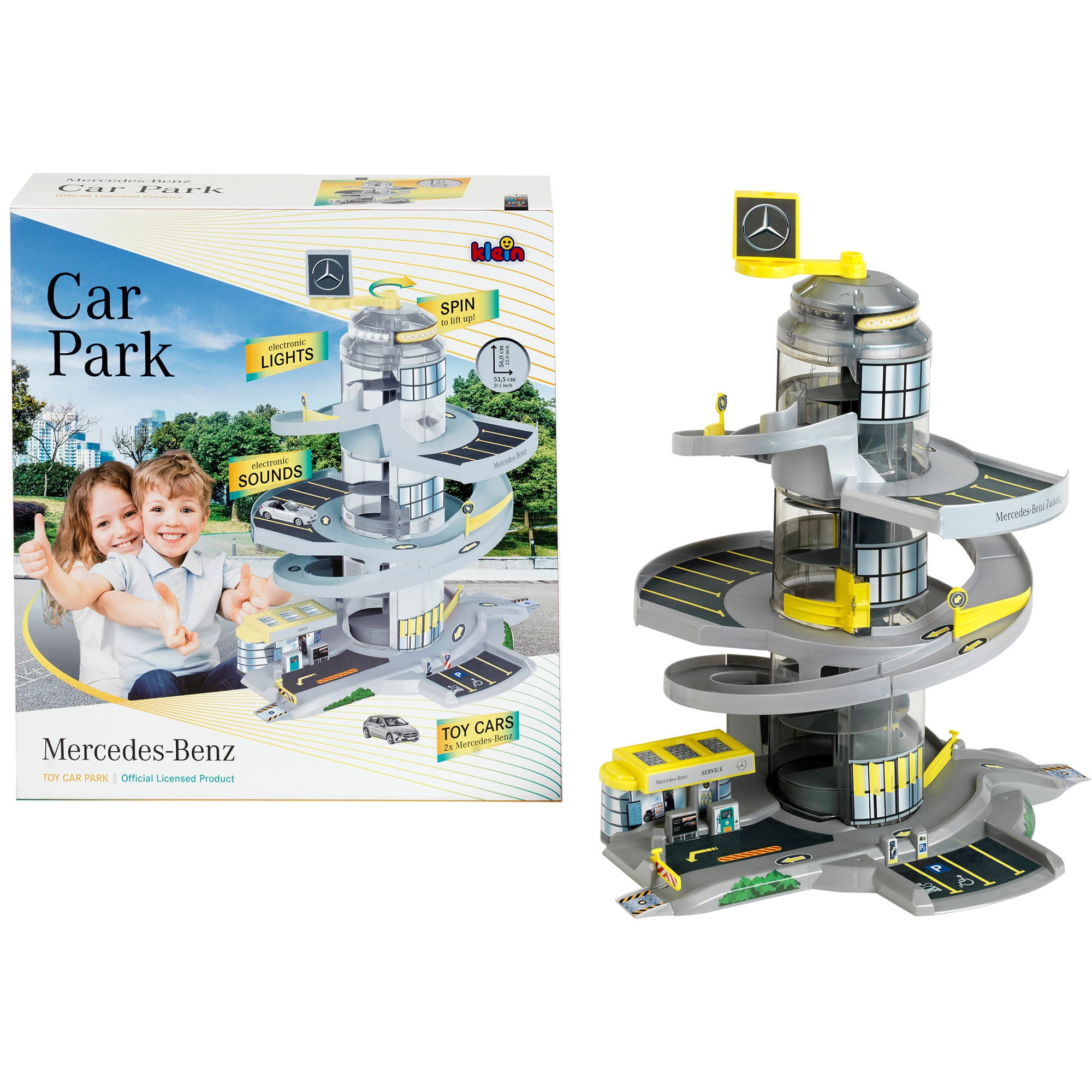 Mercedes-Benz: Electric Car Park - Theo Klein, Electronic Parking Garage With Helix Elevator, Light & Sound, Includes 2 Toy Cars, Departure Ramp With Switches, Officially Licensed, Children Aged 3+