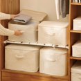 thumbnail image 2 of EIMELI Linen Fabric Storage Box Cube Double Zipper Closure Storage Box for Comforters Bedding and Toys, 2 of 5