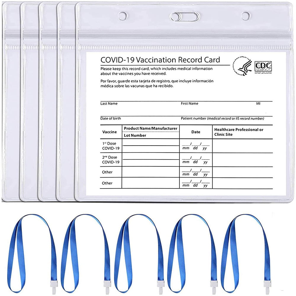 Clear CDC Vaccine Card Protector 4.33 X 3.5 Immunization Badge Vinyl Plastic Sleeve with Waterproof Type Resealable Zip 3 Pack Vaccination Card Protector Horizontal Badge ID Name Tag 