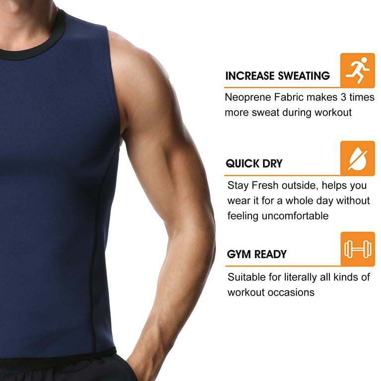 COMFREE Men Sauna Suit Hot Neoprene Body Shaper Waist Trainer Sweat Vest  Tank Top Corset Workout Compression Shirt GYM for Weight Loss Tummy Fat  Loss 