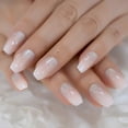 thumbnail image 1 of Coolnail Holo Glitter Rosa Desnudo Bailarina Francesa Ataúd Uñas postizas Degradado Prensa natural en uñas postizas Consejos Uso diario de los dedos en la oficina, 1 of 5