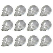 Dozen Mini Translucent Clear Skull Gothic Halloween Decor 12pc 1 inch Tall