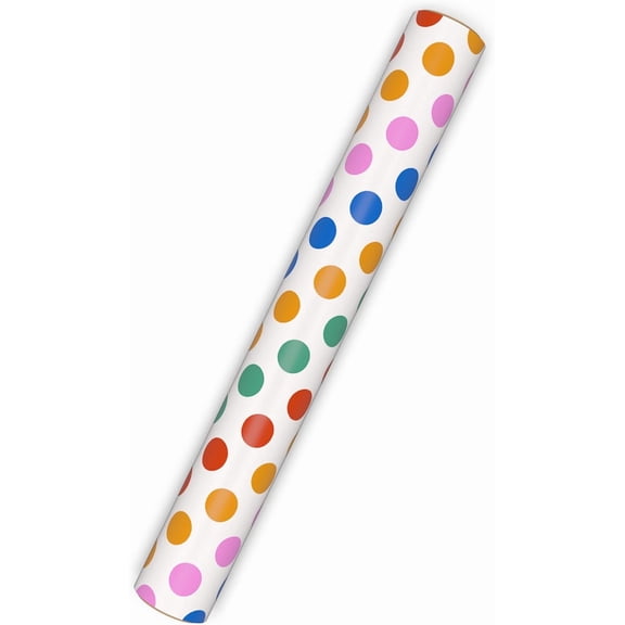 Wrapping Paper Mini Roll (Rainbow Polka Dot) for Birthdays, Baby Showers, Graduations, Any Occasion - 40 Sq. Ft.