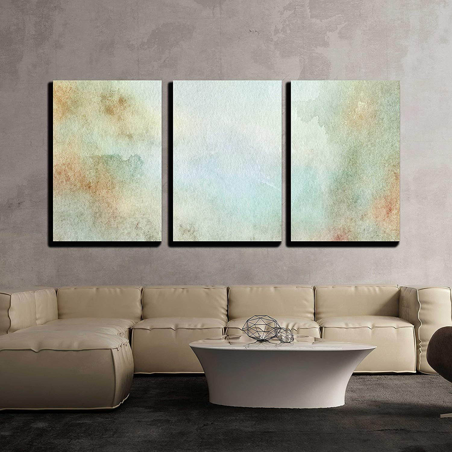 wall26 - 3 Piece Canvas Wall Art - Abstract Light Blue and Beige ...