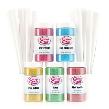 Cotton Candy Express Cotton Candy 5 Flavor Floss Sugar Pack with 50 Cones