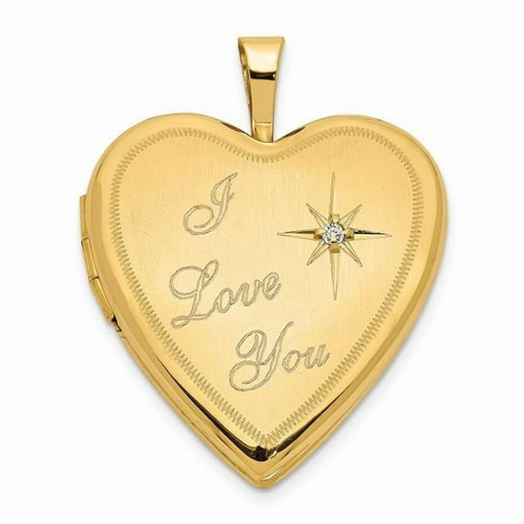 The Black Bow 20mm I Love You Diamond Heart Locket in 14k Yellow Gold