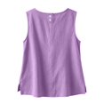 thumbnail image 3 of GILIGEGE Cotton Linen Tank Tops for Women,2026 Summer Casual Comfy Sleeveless Linen Shirts,Lounge Wear Crewneck Shirt,Button Down Shirts,Loose Lightweight Breathable Gauze Cami Light Violet 2XL, 3 of 4