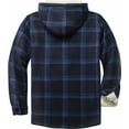 thumbnail image 2 of SPEEDRUN Mens Flannel Hoodie Plaid Jacket Fleece Sherpa Lined Full Zip Up Sweatshirt Winter Hooded Shirts Coat with 4 Pockets Navy 3XL, 2 of 5