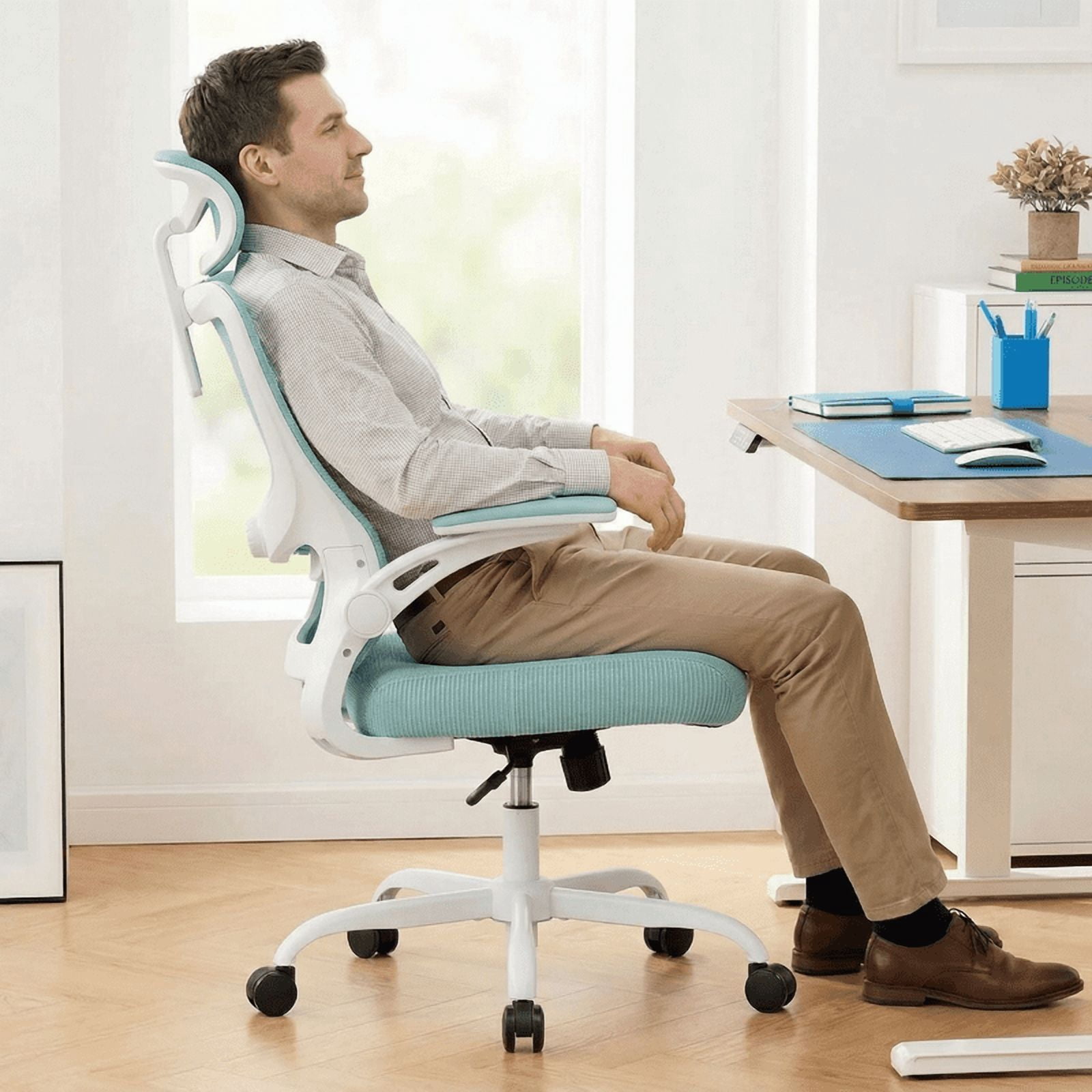 Kyspho High Back Ergonomic Office Chair with Headrest and Adjustable Lumbar Support, Mesh Desk Chair with 3D Armrests, Reclining Computer Chair for Home Office, 300 lbs Capacity