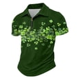 thumbnail image 6 of Men's St. Patrick's Day Shamrock Polo Shirt Short Sleeve Half Zip Casual Top, 6 of 9