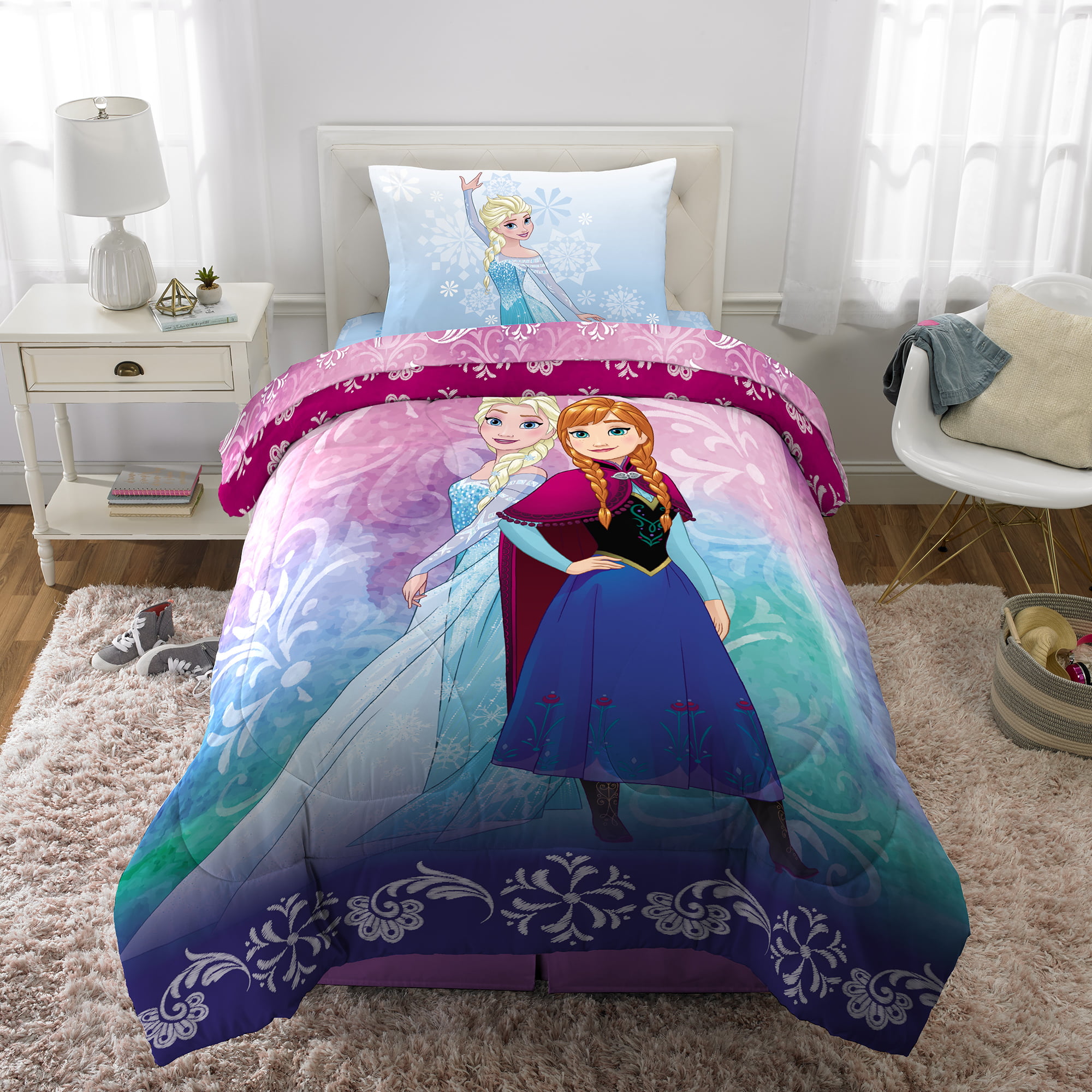 Frozen Patchwork Pattern Disney Style Luxury Duvet Covers Reversible Bedding Set
