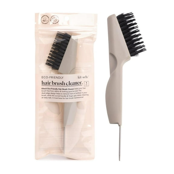 Kitsch Double Sided Hair Brush Cleaner Tool, Salon Solution for Removing Dust from Cushion, Grey 1pc