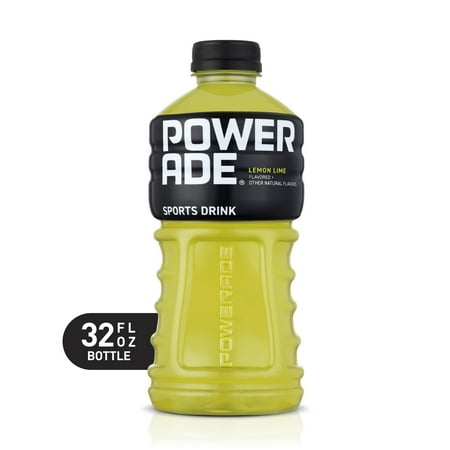 POWERADE Lemon Lime, ION4 Electrolyte Enhanced Fruit Flavored Sports Drink w/ Vitamins B3, B6, and B12, Replenish Sodium, Calcium, Potassium, Magnesium, 32 fl oz