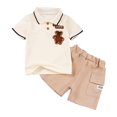thumbnail image 2 of YHAJDS Boys 2 Piece Outfit Short Sleeve Collar Bear Print Shirt with Pocket Shorts, 2 of 3