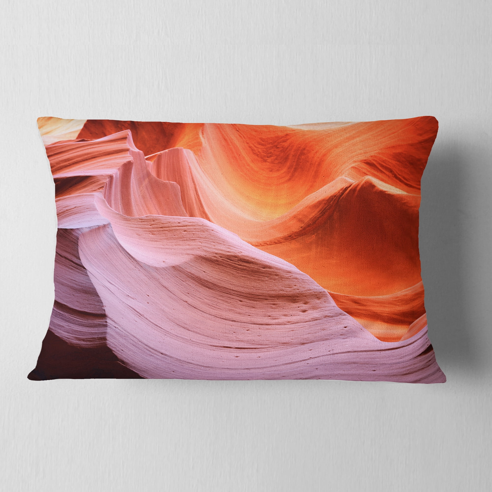 Designart Color Layers in Antelope Canyon - Landscape Photography Throw Pillow - 12x20