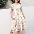 thumbnail image 6 of HAOTAGS Girls Fit & Flare Dresses,Easter Motif Print Crewneck Flutter Sleeve Party Dress Multicolor 12-13 T, 6 of 6