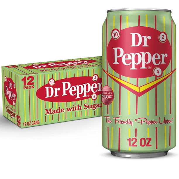 Dr Pepper Made with Sugar, 12 fl oz cans, 12 pack