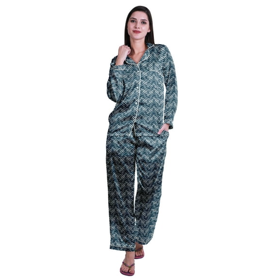 Moomaya Button Up Pajamas For Women Sleepwear Satin Nightwear Pants Loungewear
