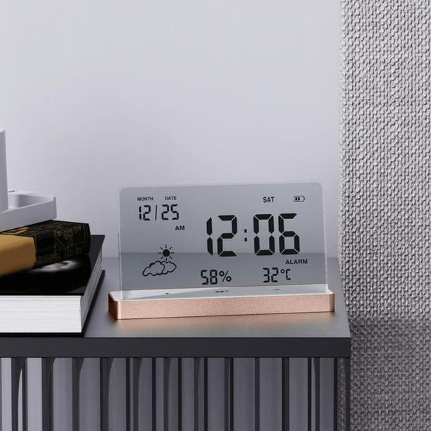 Reloj meteorológico digital multifunción con pantalla LCD grande, medidor de temperatura y humedad para interiores, con despertador, calendario semanal, pronóstico del tiempo, despertador digital.