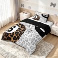 thumbnail image 2 of meiyoeat Leopard Print Lucky 8 Ball Twin Comforter Sets for Girls, Black White Brown Bedding Set, Black Reversible, 2-Piece, 1 Comforter and 1 Pillowcase, 2 of 6