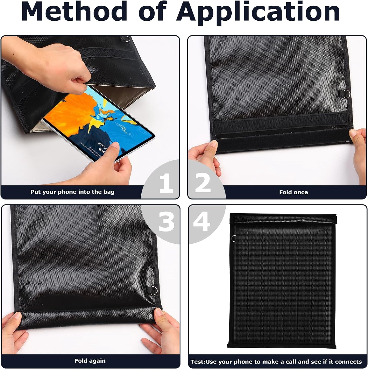 4 Pack Faraday Bags EMP Proof for Phone, RFID Key Fob Signal Blocker Pounch Fireproof & Waterproof Cell Phone Signal Blocking Go Dark Faraday Bag Anti-Tracking