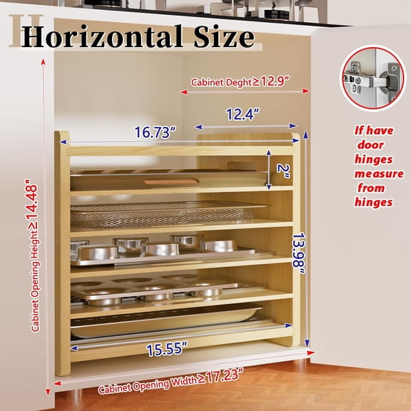 6 Tier Wooden Cabinet Tray Dividers - Kitchen Organizers and Storage