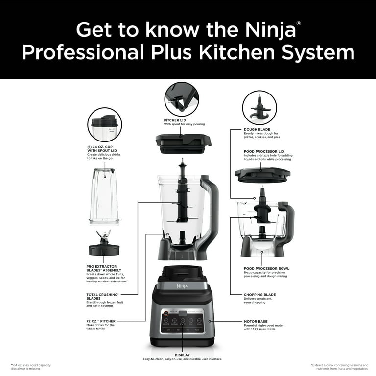 Ninja® Professional Plus Kitchen System with Auto-iQ® and 72 oz.* Total  Crushing® Blender Pitcher , BN800 