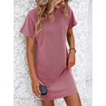 thumbnail image 6 of Summer Fashion Women's Long Dress Casual Contrast Color Twisted Short Sleeve Pocket Dress, 6 of 7
