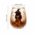 thumbnail image 3 of Halloween Glass Cups, Witch Glass Cup, Autumn Glass Cup, Witch Themed Cup, Yellow Harvest Witch Pattern Clear Stemless Cup with Gold Trim, for Hot and Cold Drinks, Halloween Party, 3 of 6