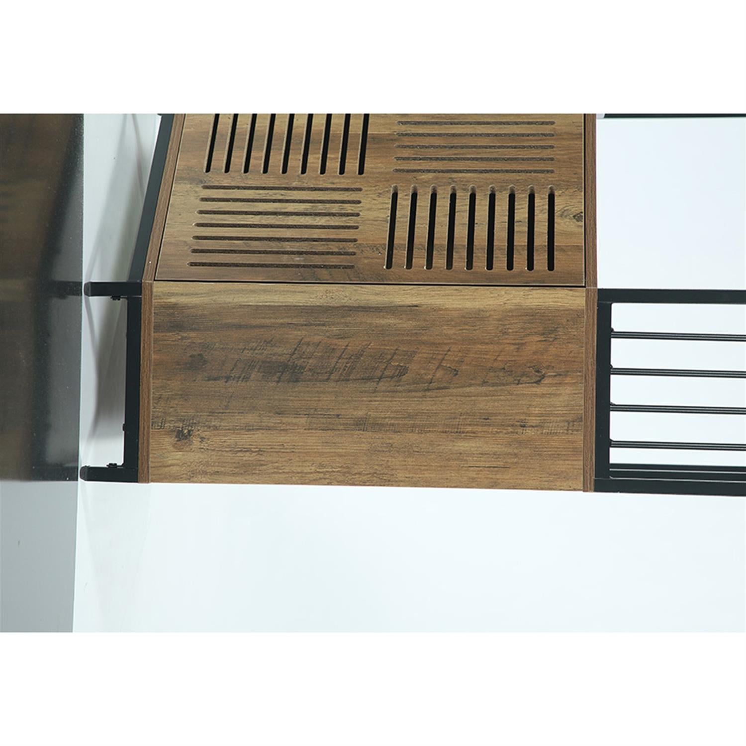 Demi Bonn 77" Corner Shelf, Industrial Bookshelf Display Shelving Unit Storage Cabinet for Home Living Room, Office, Brown