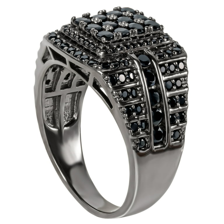 Shaquille O'Neal Men's Black Plated Sterling Silver CZ Ring