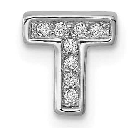 Sterling Silver Letter T Pendant Charm for Women, Cubic Zirconia Block Initial Necklace or Bracelet Jewelry, Dainty Monogram Accessory, Personalized Alphabet Style