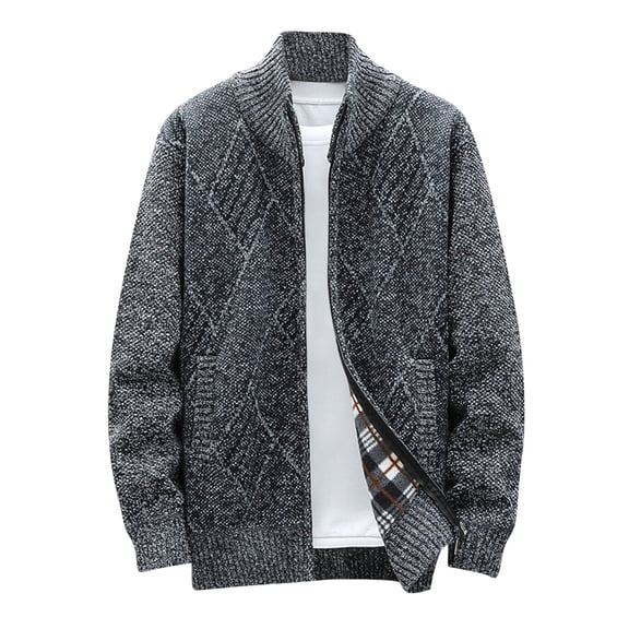 XFLWAM Men's Cardigan Casual Shawl Long Sleeve Knit Sweater Classic Vintage Wool Cardigan Winter Thick Warm Sweater Top Dark Gray XXL
