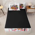 thumbnail image 4 of Manfei Ink Groovy Daisy Zipper Full Size Comforter Sets with Fitted Sheet and 2 Pillowcases, Drip Rose Butterfly Zipper Bedding Set, White Orange, Black Reversible, 4 Pieces, 4 of 7