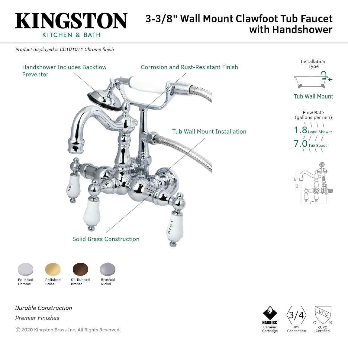 Kingston Brass Vintage Clawfoot Tub Faucet