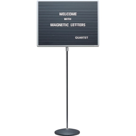 Quartet 7920M Quartet Adjustable Single-Pedestal Magnetic Letter Board, 20 x 16, BLK/GY Frame,Black CA3