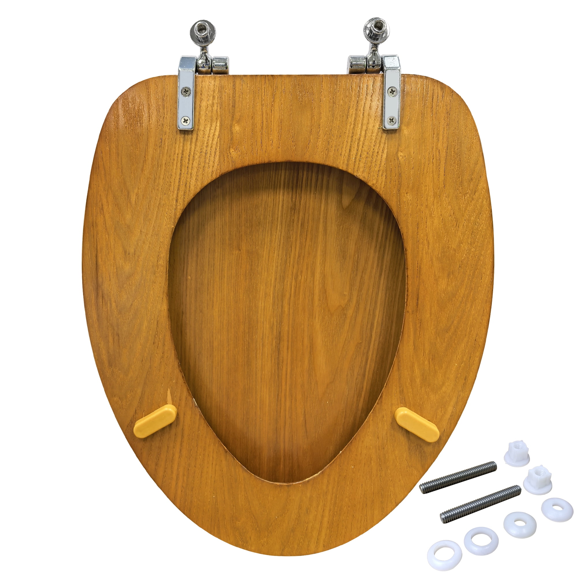 Rayport Brown Elongated Molded Solid Wood 19", Elongated Toilet Seat