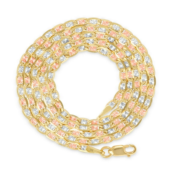 Nuragold 14k Real Yellow Rose White Gold Solid Valentina 2.3mm Anchor Link Chain Necklace (16"-24") Dainty Italian Jewelry for Men & Women