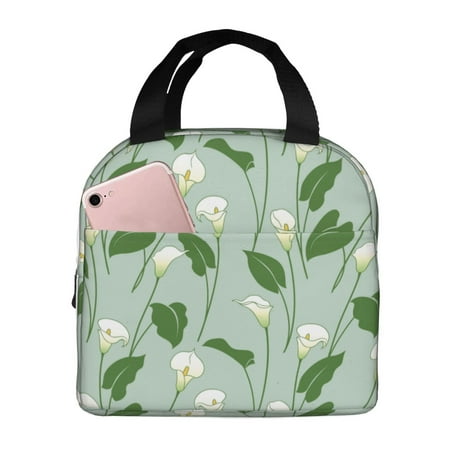 Insulated Lunch Bag for Women Men - Beautiful Calla Lily Flowers Leakproof Cooler Lunch Box for Women Men  Lunch Tote Bags for Work School Picnic Travel