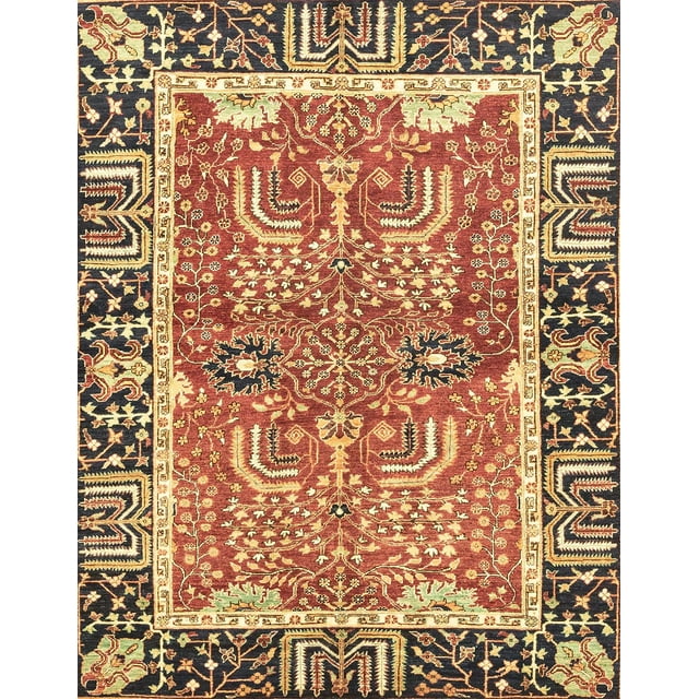 Ahgly Company Tapis d'Intérieur Rectangulaire Abstrait Brun Rouge, 7 Pieds x 9 Pieds
