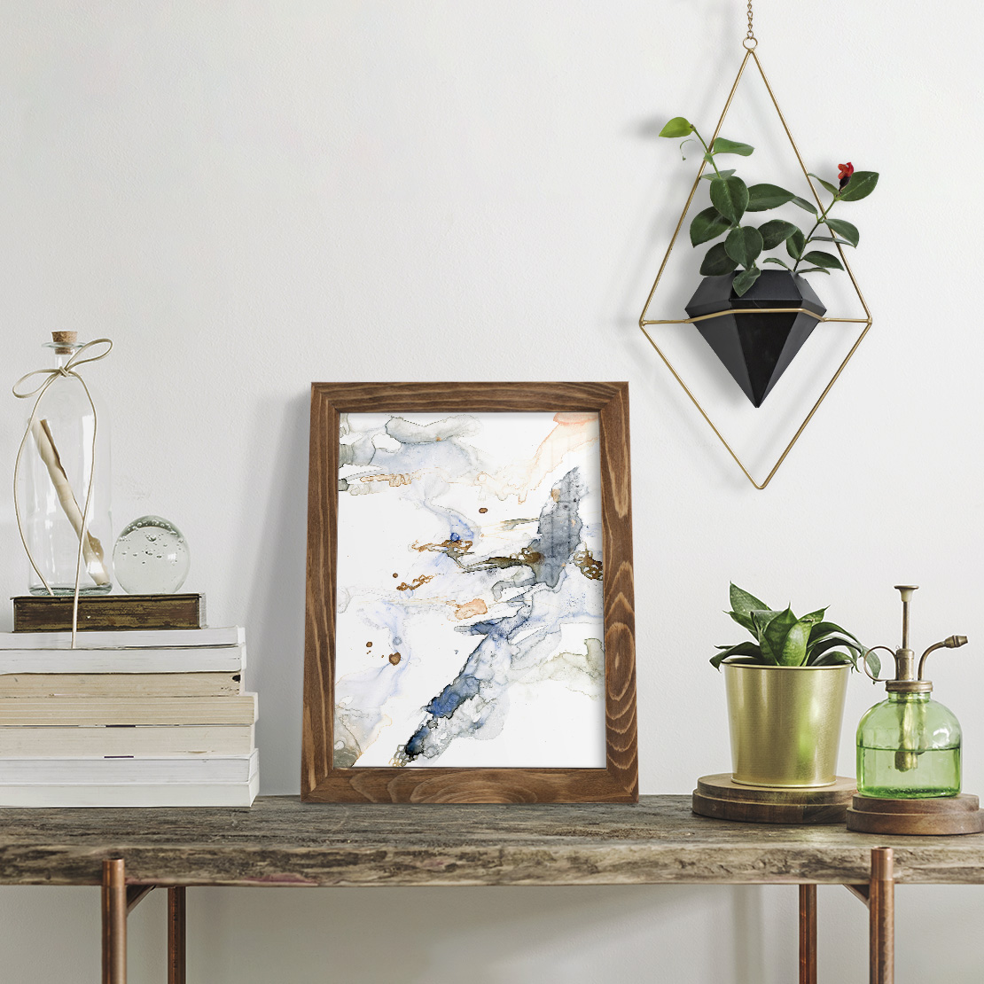 Organic Interlace I -Framed Print w/glass-Walnut